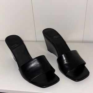 Jeffrey Campbell Black Wedge Mules